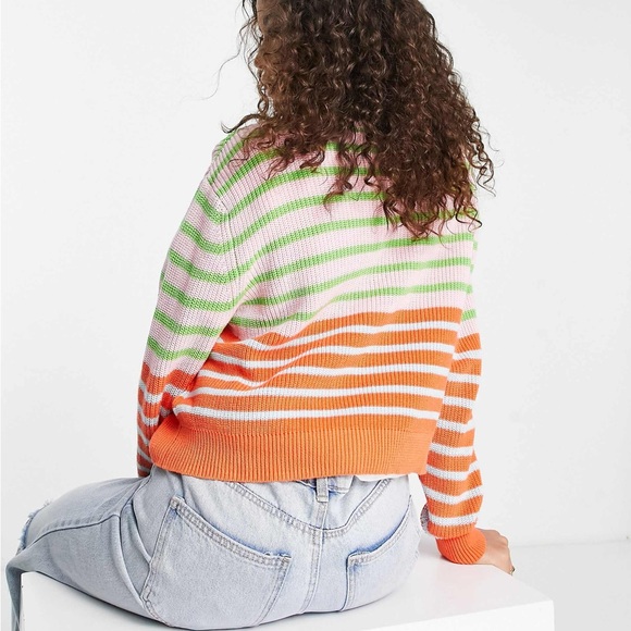 Cotton On Striped Bright Pastel Ombre Sweater - Picture 3 of 7